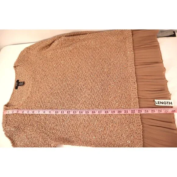 ALFANI by women's Sequin Knit Sweater with Pleated Sheer Hem‎ Size P/XL - Picture 15 of 16